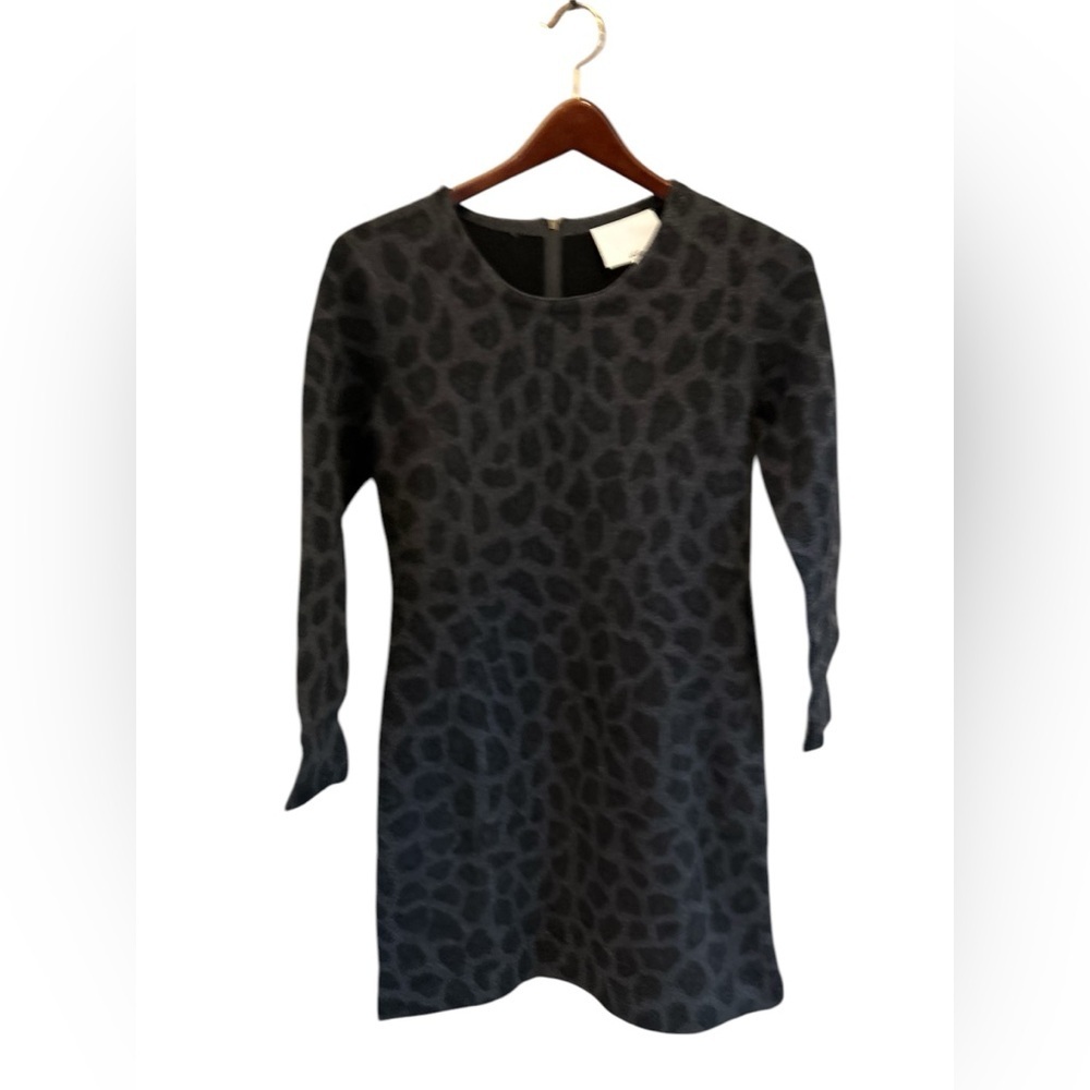3.1 Phillip Lim Women's Gray Animal Print Sweater Dress Size M 100% merino wool